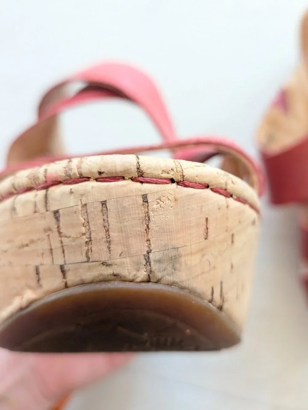 Born KAPITI Leather Cork Wedge Platform Sandal Size 8 Berry Red